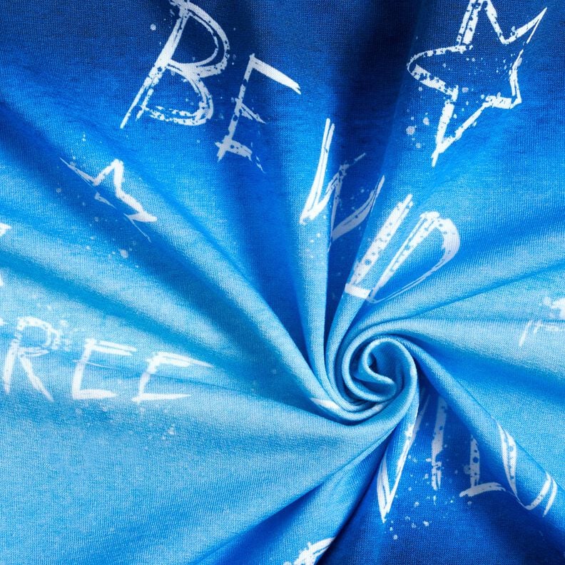 French terry Be Wild | Glitzerpüppi – royal blue/white, image number 3