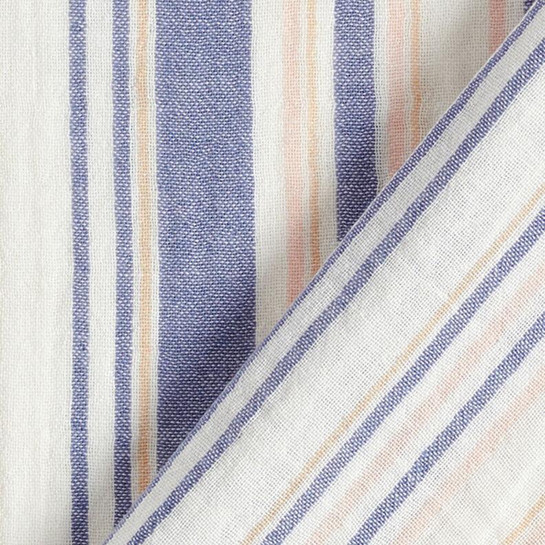 Double Gauze/Muslin yarn dyed stripes | Poppy – white/navy blue,  image number 4