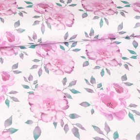 Cotton Jersey Roses | Glitzerpüppi – white, 