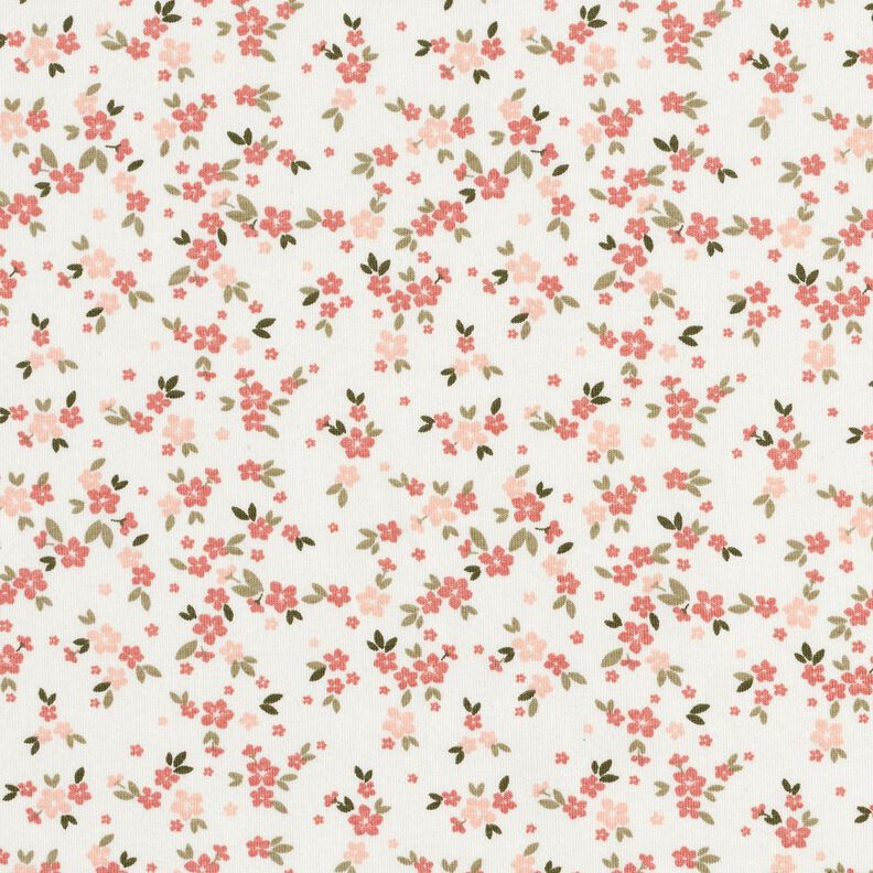 Cotton Jersey pink flowers – ivory, image number 1