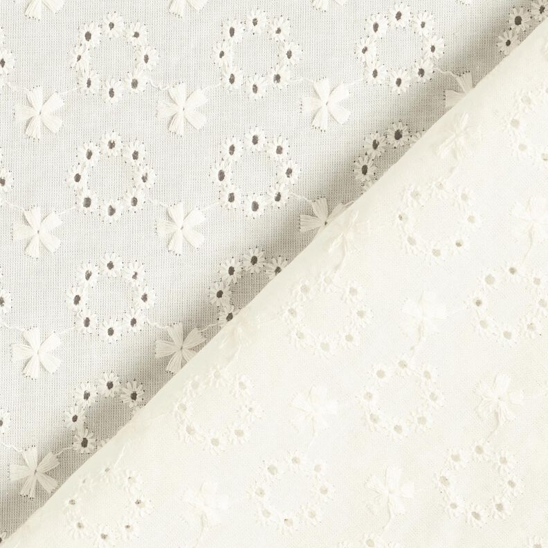 Cotton Batiste Broderie Anglaise floral wreaths – offwhite,  image number 4