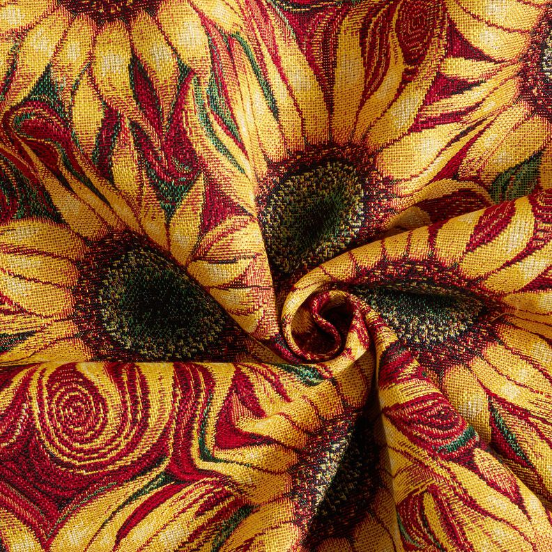 Decor Fabric Tapestry Fabric sunflowers – carmine/sunglow,  image number 3