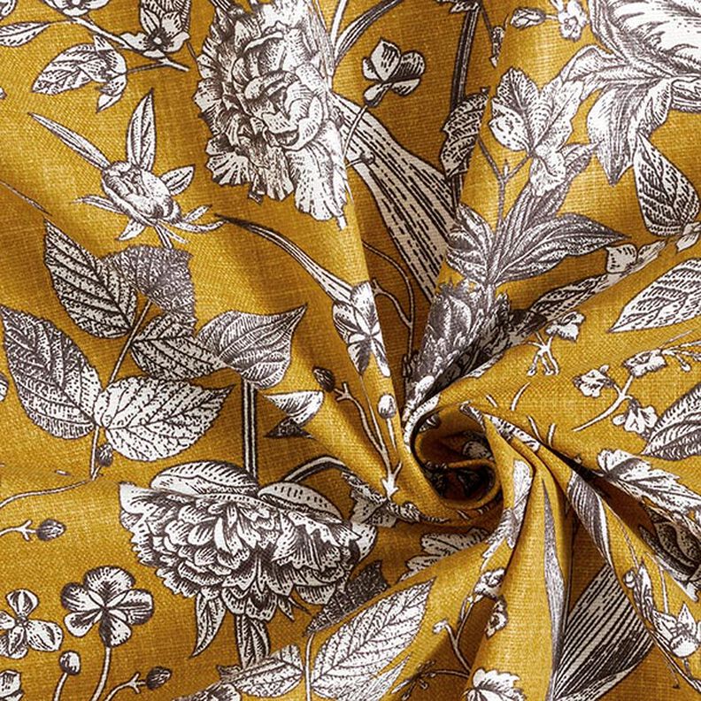Decor Fabric Half Panama opulent plants – mustard,  image number 3