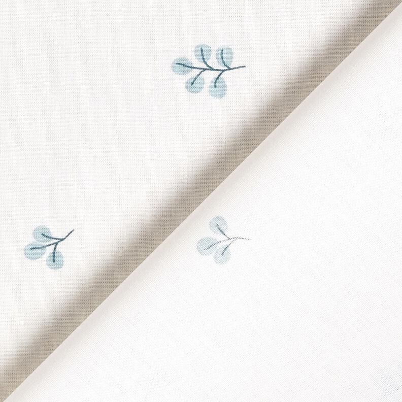 Cotton Poplin Branches and linden leaves – white/eucalyptus,  image number 4