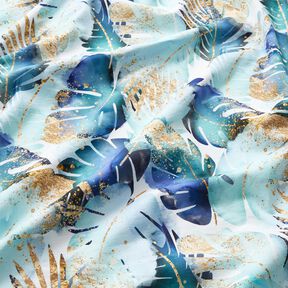 Cotton Jersey palm leaf thicket | Glitzerpüppi – white/eucalyptus, 