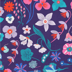 Cotton Poplin Meadow Flower Digital Print | Nerida Hansen – plum/aqua blue, 