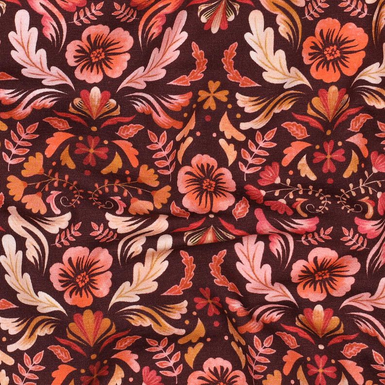 Cotton Jersey Flowers Digital Print – burgundy, image number 2