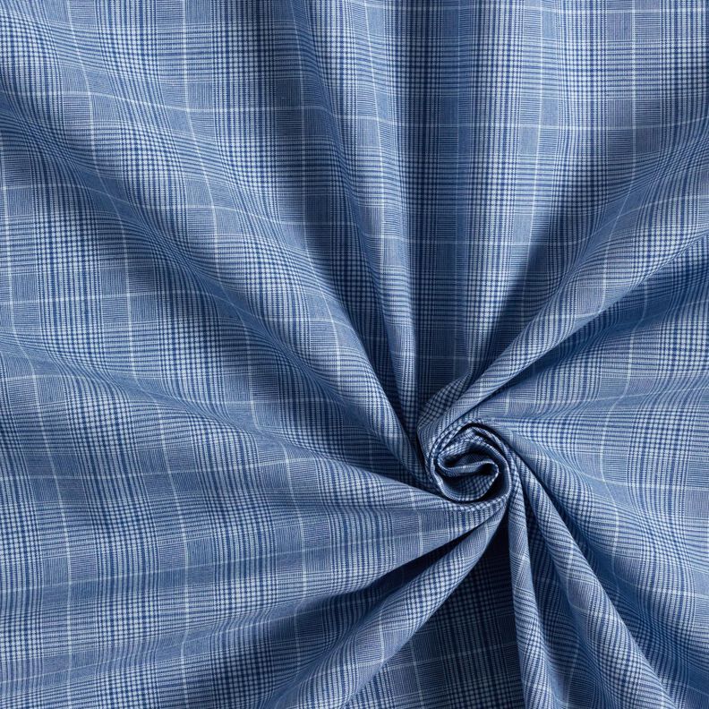 Shirt fabric fine checks – white/denim blue, image number 3