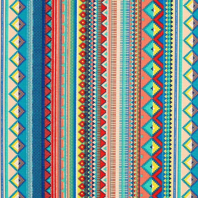 Coated Cotton ethnic stripes – blue/orange,  image number 1