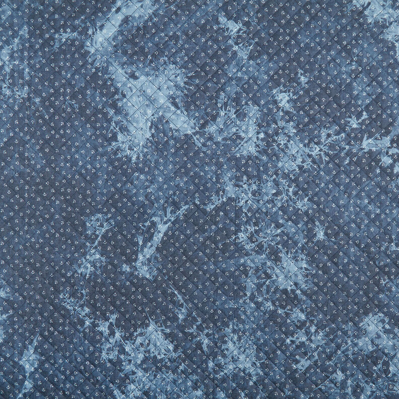 Tie-dyed anchor chambray quilted fabric – denim blue,  image number 1