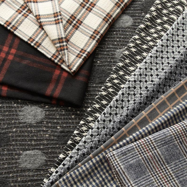 Coat fabric cotton mix Glen check – white/midnight blue,  image number 7