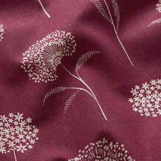 Decor Fabric Half Panama dandelions – natural/burgundy, 