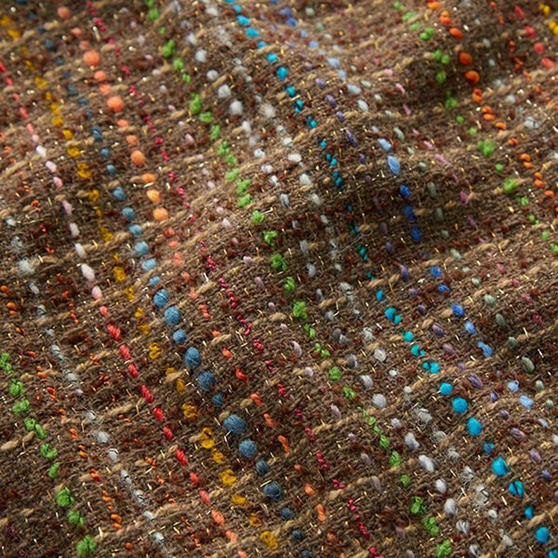 Colourful Stripes & Lurex Pure New Wool Blend Bouclé – medium brown,  image number 2