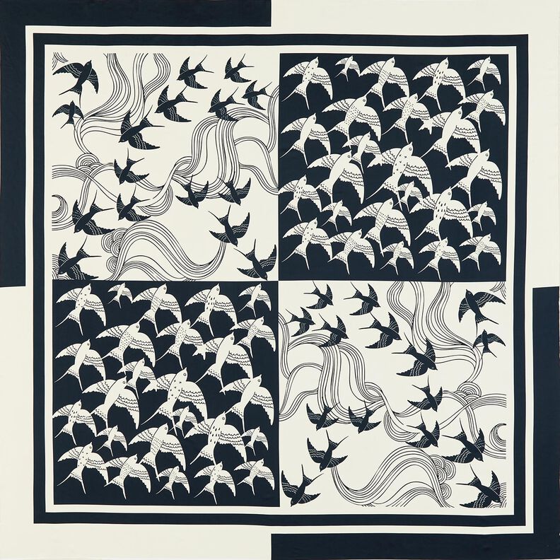 Satin panel swallows | Katia Fabrics – anthracite/cream, image number 1