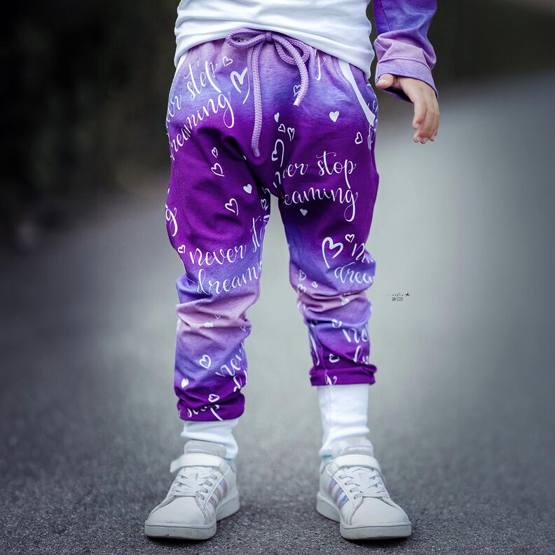 French Terry Never stop dreaming | Glitzerpüppi – lilac/aubergine, image number 5