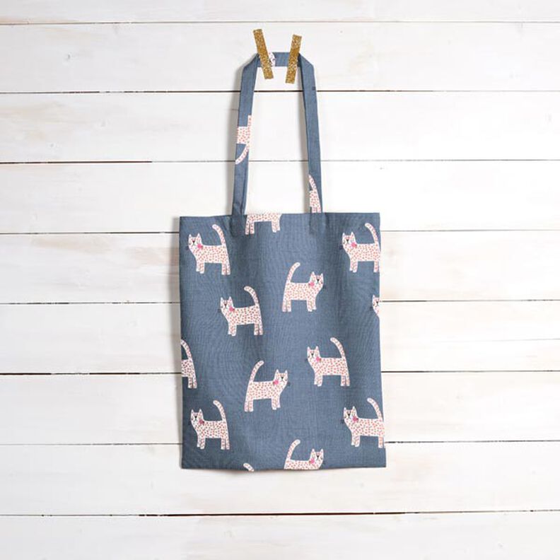 Decor Fabric Half Panama Cats – dark grey,  image number 8