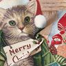 Panel Tapestry Fabric Christmas cat – light blue/red,  thumbnail number 3
