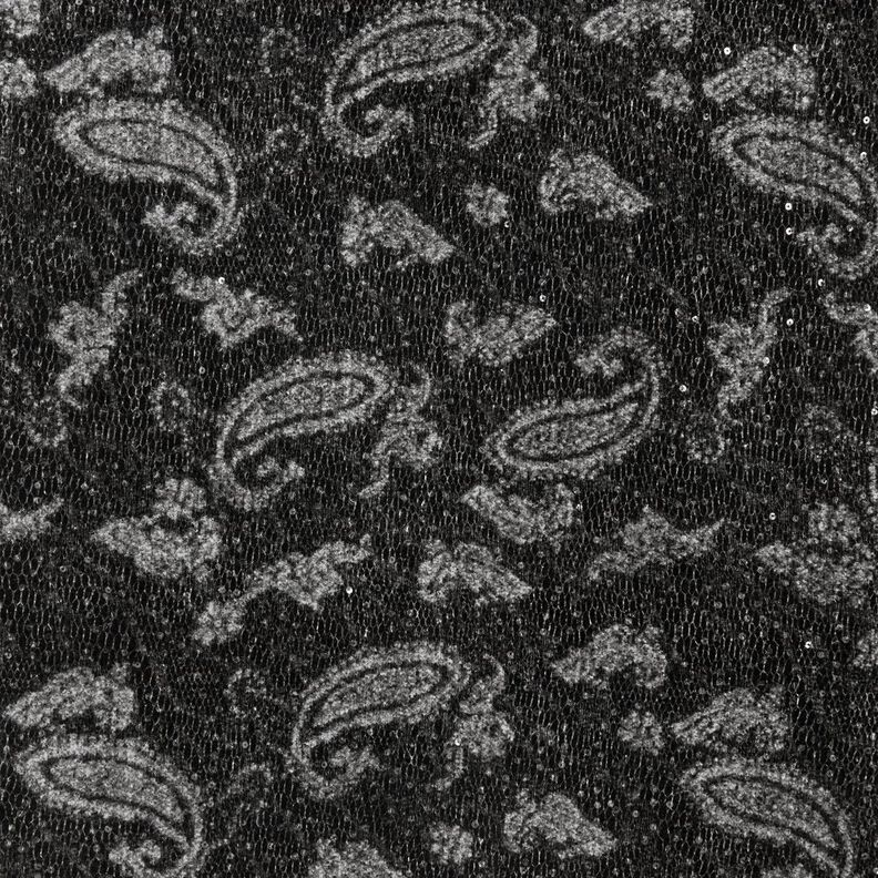 Coating fabric paisley and sequins – anthracite/light grey,  image number 1