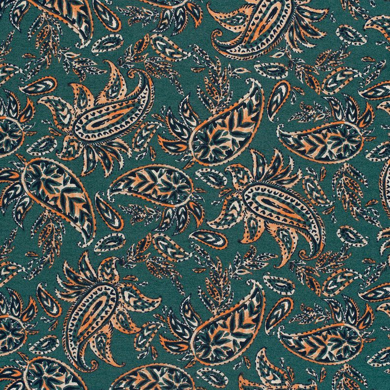 Ponte Roma Jersey Paisley – blue spruce/peach orange,  image number 1