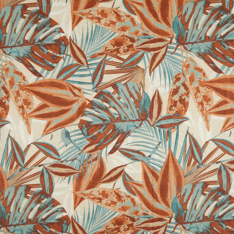 Outdoor Fabric Canvas large leaves – natural/terracotta,  image number 1