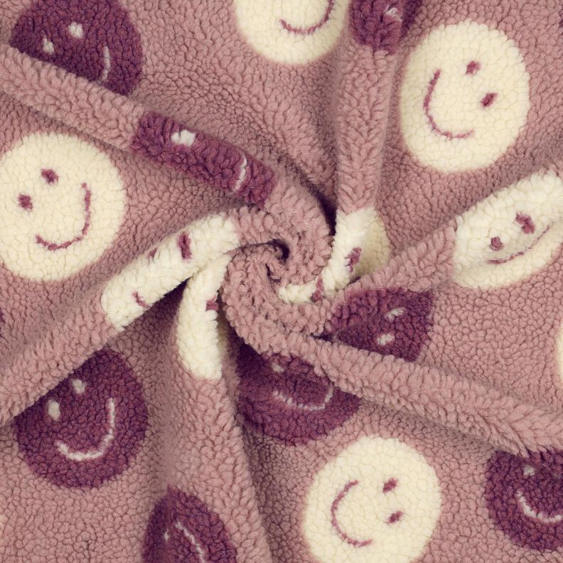 Teddy Fur smilies | Poppy Fabrics – dark dusky pink/offwhite, image number 3