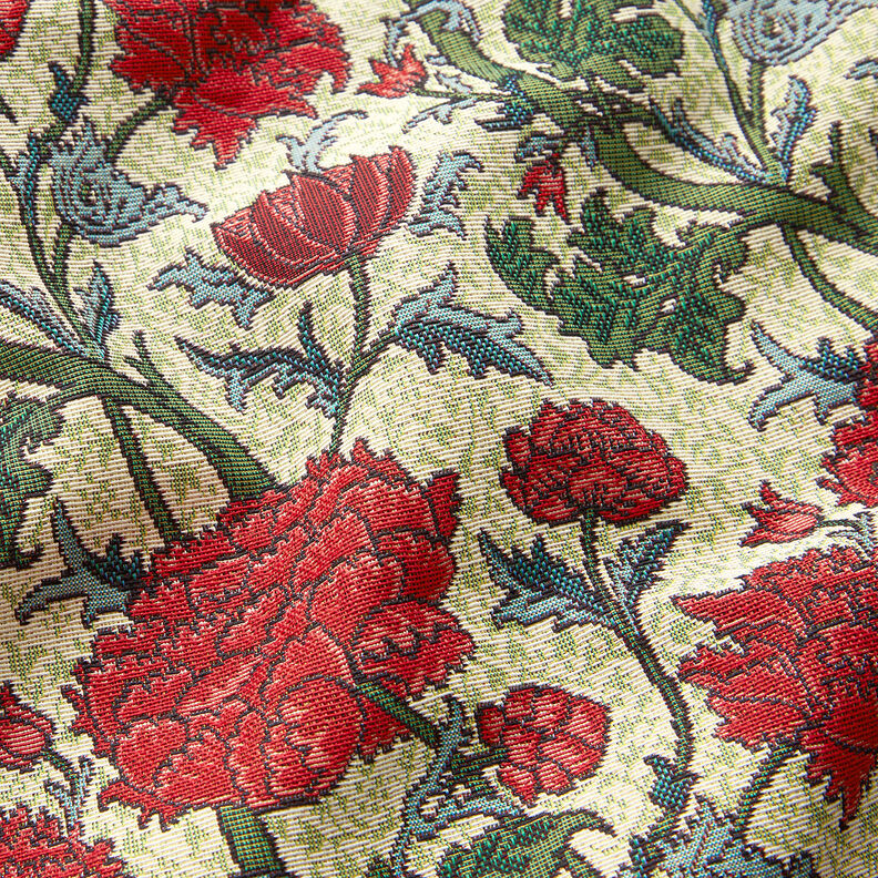 Decor Fabric Tapestry Fabric artistic peonies – light beige/carmine, image number 2