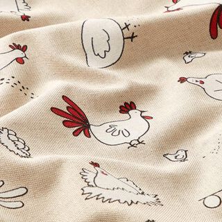 Decor Fabric Half Panama chickens – natural, 