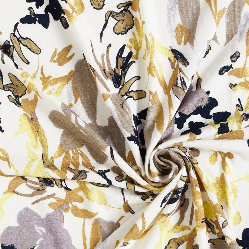 Flower scene viscose jersey – white,  image number 3