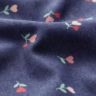 Chambray heart of flowers – navy blue, 