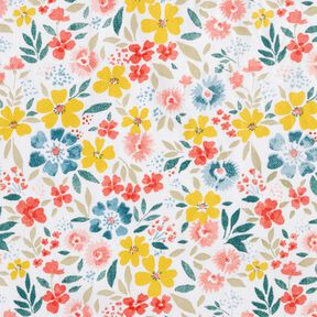 Coated Cotton fine flowers – white/red, 