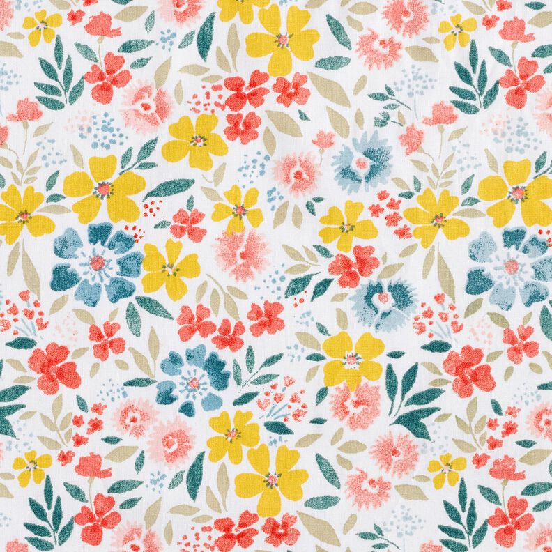Coated Cotton fine flowers – white/red,  image number 1