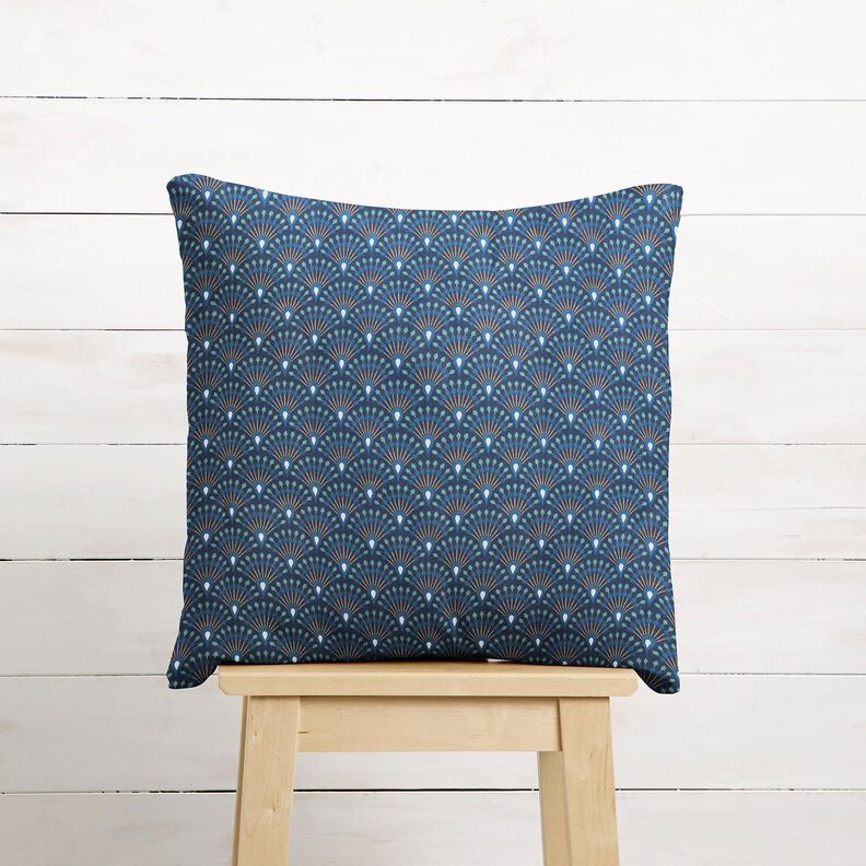 Coated Cotton peacock fan look – blue,  image number 7