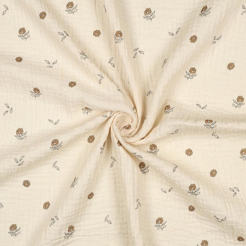 GOTS Double Gauze/Muslin romantic little flowers  | Poppy Fabrics – light beige/cinnamon,  image number 3