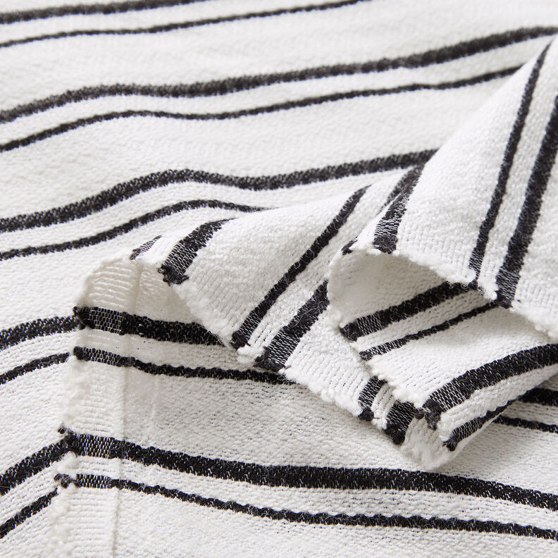 Irregular stripes crepe blouse fabric – white/black,  image number 3