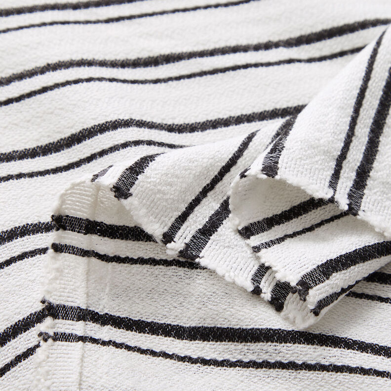 Irregular stripes crepe blouse fabric – white/black, image number 3