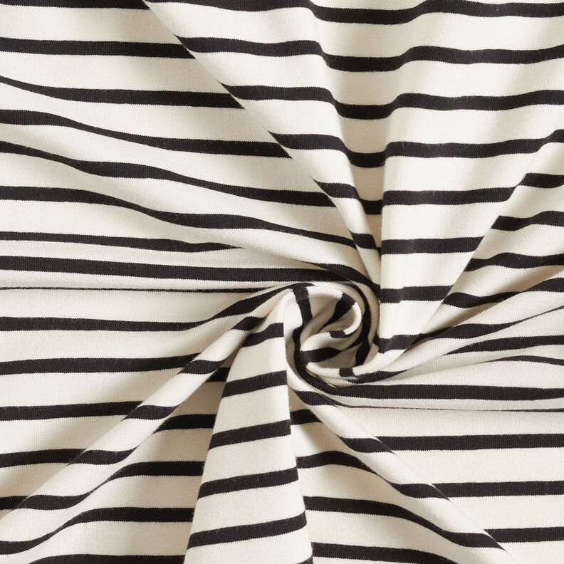 Cotton Jersey Wide and Narrow Stripes – cream/black, image number 3