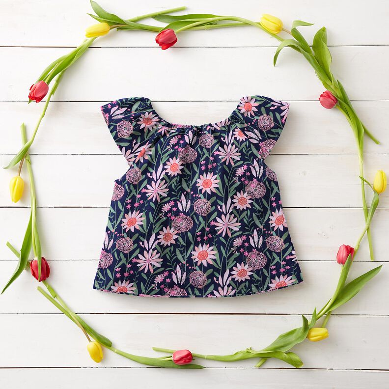 Cotton Poplin large meadow flowers Digital Print | Poppy Fabrics – midnight blue,  image number 6