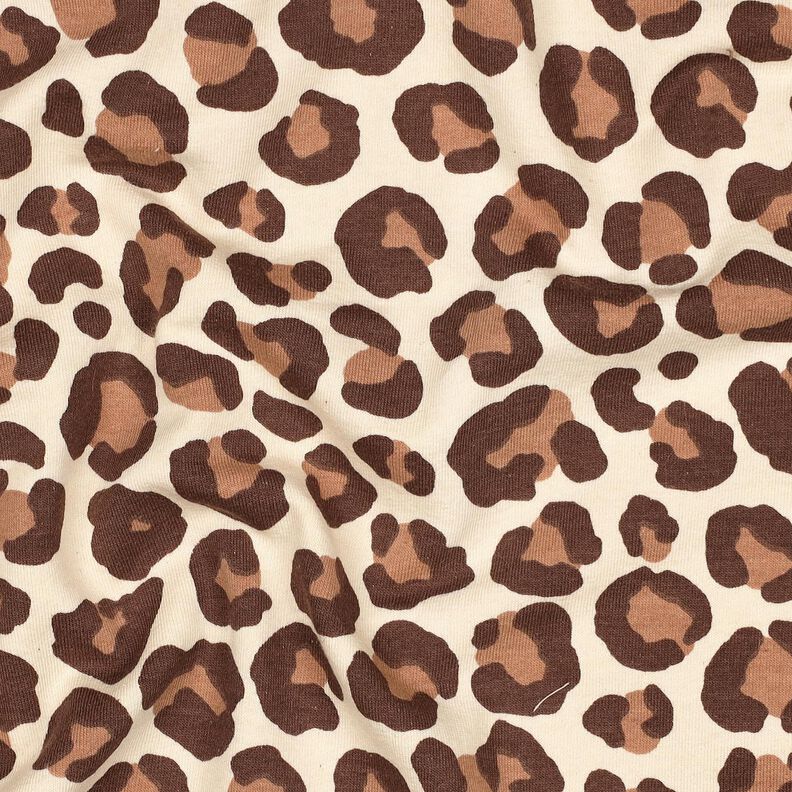 Brushed Sweatshirt Fabric leopard print | Poppy Fabrics – cream/dark brown, image number 2