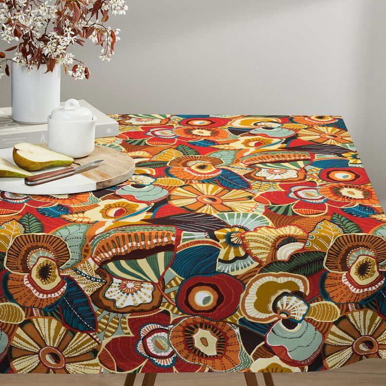 Cotton Cretonne Folklore Flowers – carmine/petrol,  image number 8