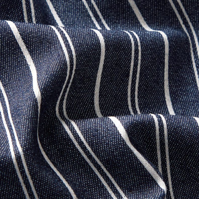 Pinstripes lightweight stretchy denim – navy blue,  image number 3