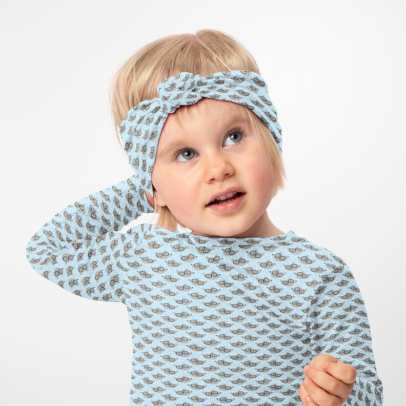 Cotton Jersey Fox with Glasses – baby blue,  image number 6