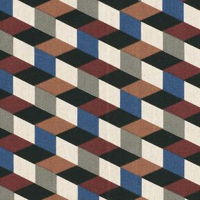 Decor Fabric Half Panama minimalist cubes – natural/blue, 