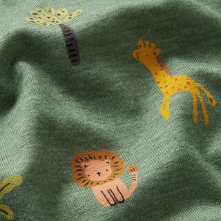 Cotton Jersey Jungle Animals  – green, 