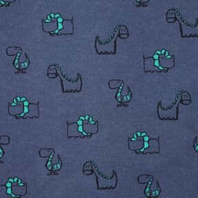 Cotton Flannel cheeky dinosaurs | Poppy Fabrics – denim blue/emerald green, 