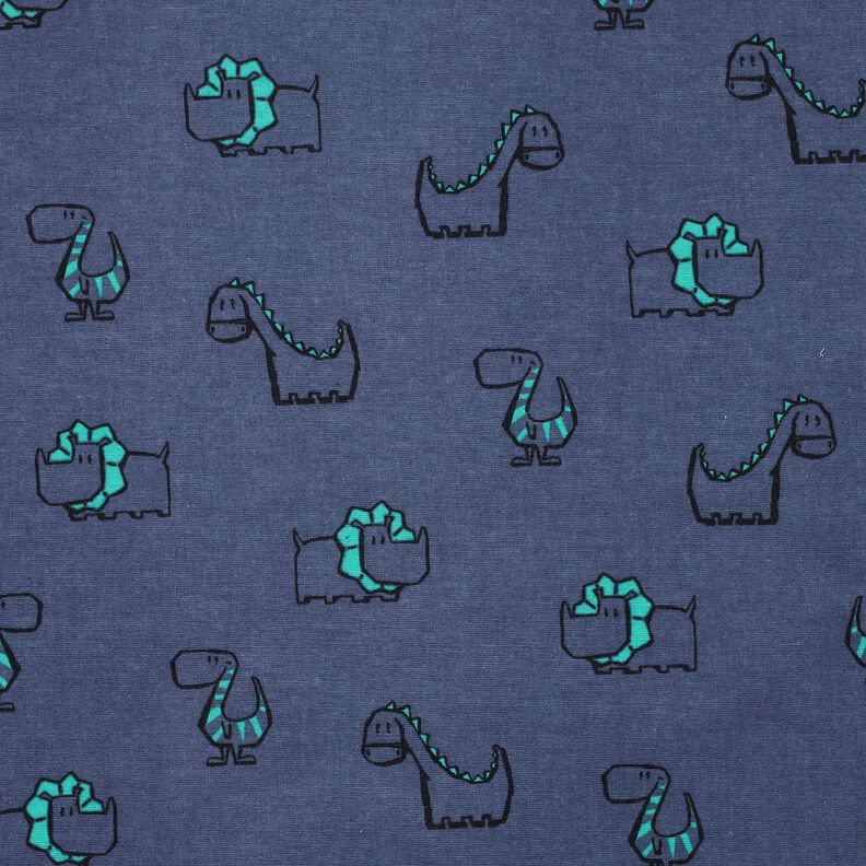 Cotton Flannel cheeky dinosaurs | Poppy Fabrics – denim blue/emerald green,  image number 1