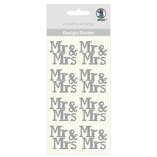 Mr & Mrs Design Stickers [ 8 pieces ] – silver metallic, 