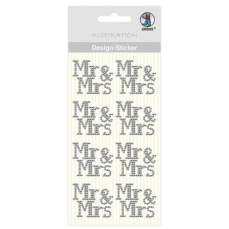 Mr & Mrs Design Stickers [ 8 pieces ] – silver metallic,  image number 1
