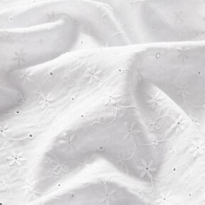 Cotton Batiste Broderie Anglaise flower tendrils – white, 