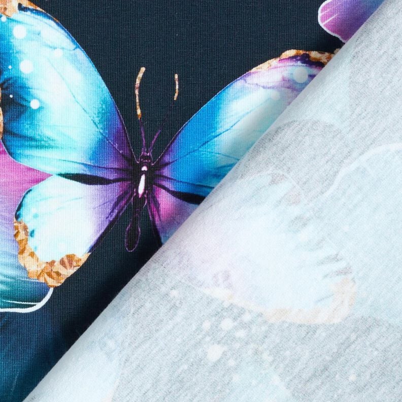 Cotton Jersey Ginkgo Butterflies | Glitzerpüppi  – midnight blue,  image number 4