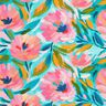 Decor Fabric Cotton Twill painted flowers  – pink/turquoise,  thumbnail number 1